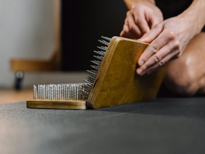 Close up of yoga practitioner hands during a flow